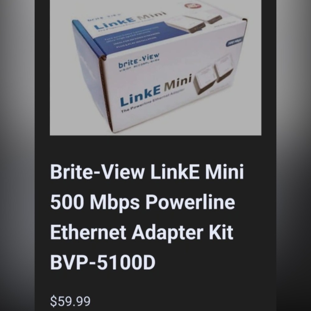 Brite-View LinkE Mini 500 Mbps Powerline Ethernet Adapter Kit BVP-5100D